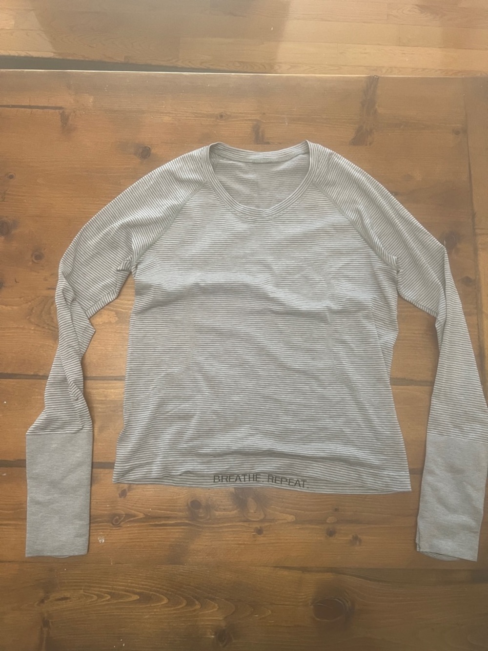 lululemon athletica Gray Striped Long-Sleeve Top